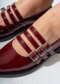 Load image into Gallery viewer, Patent Multi-Strap Buckle Flats-MAROON
