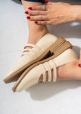 Load image into Gallery viewer, Patent Multi-Strap Buckle Flats-BEIGE
