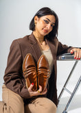 Load image into Gallery viewer, Pointed-Toe Triple Strap Flats-CAMEL
