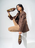 Load image into Gallery viewer, Pointed-Toe Triple Strap Flats-BROWN
