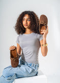 Load image into Gallery viewer, Ring Detail Suede Clogs-BROWN
