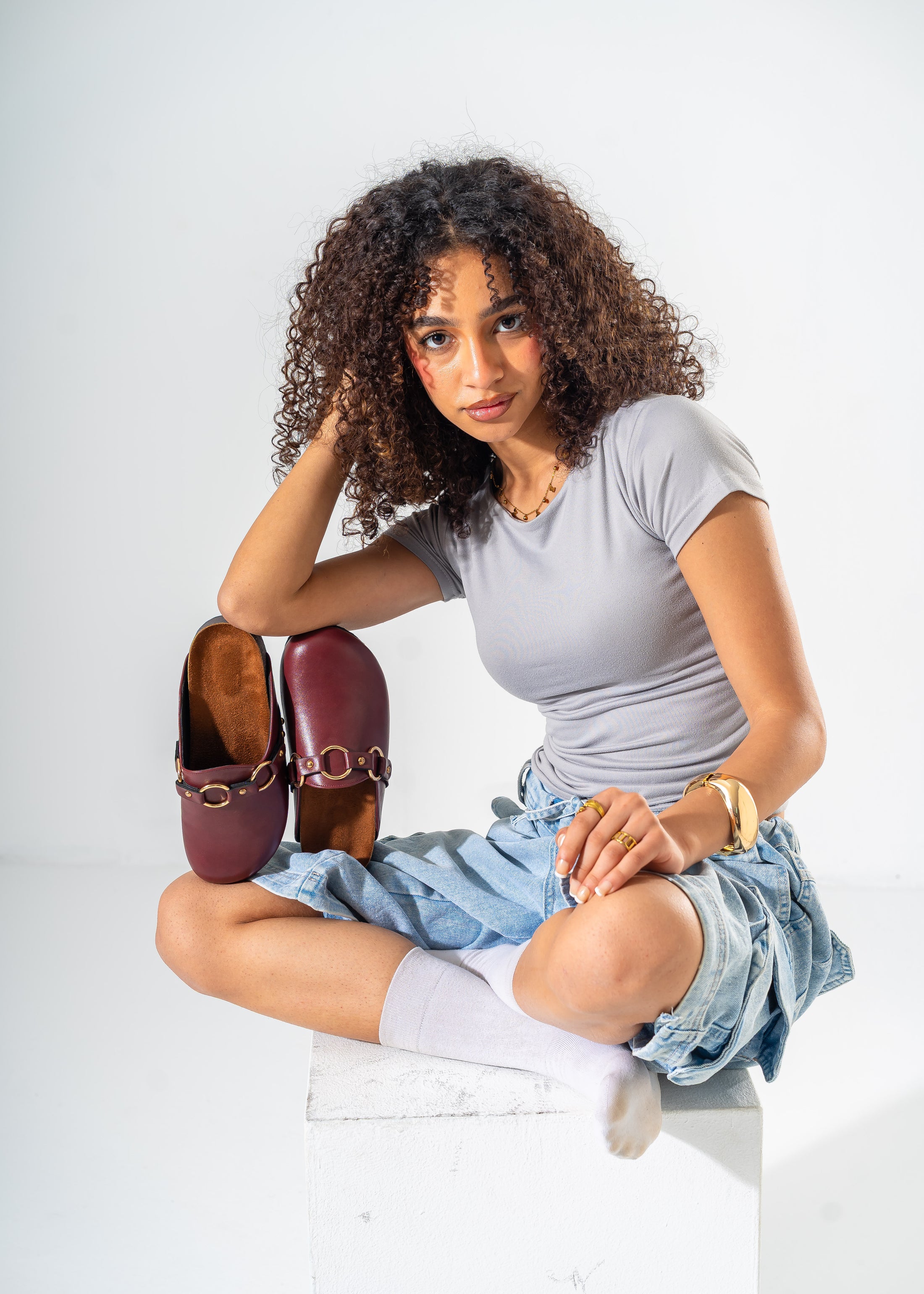 Classic Ring-Detail Clogs-MAROON