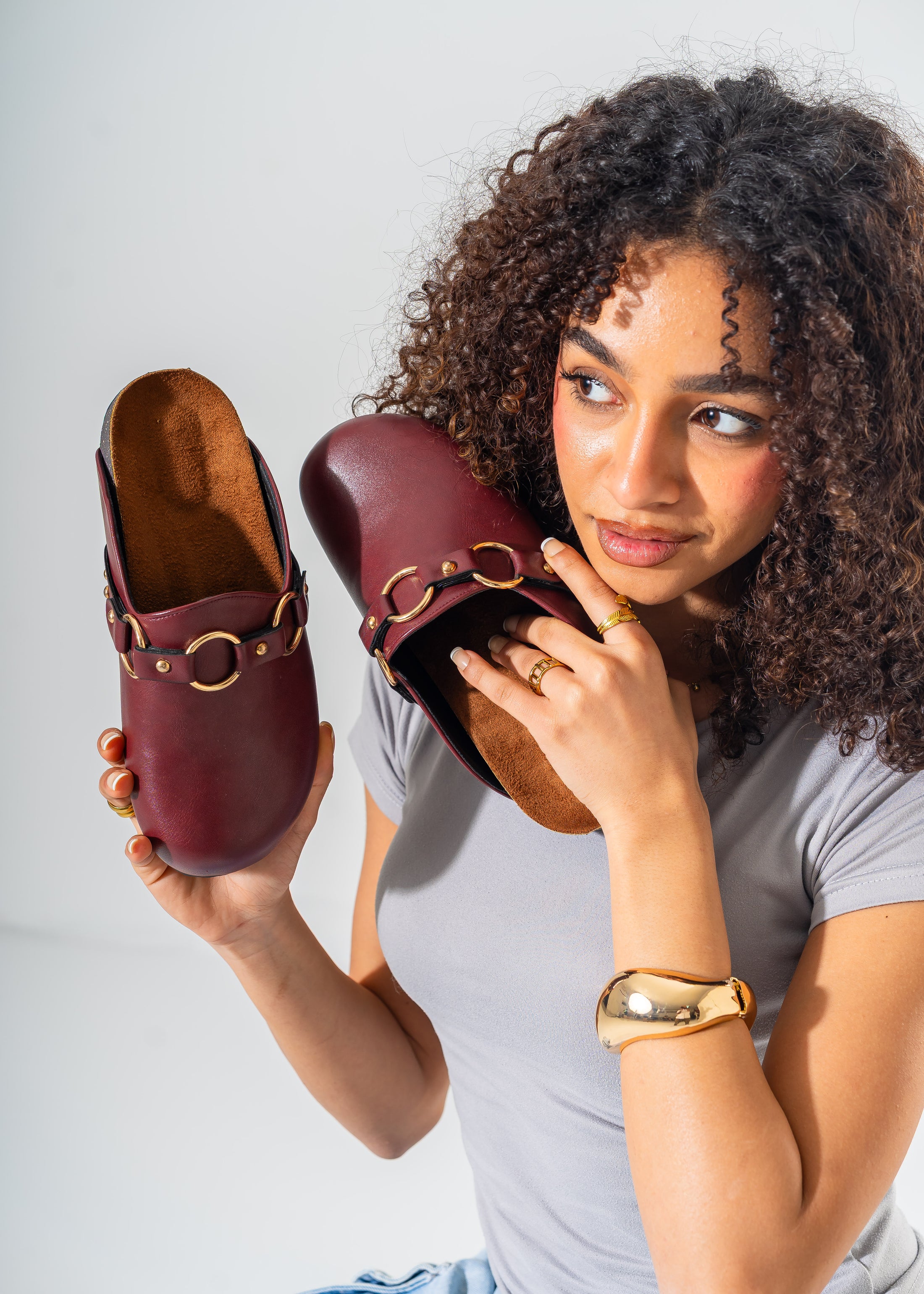 Classic Ring-Detail Clogs-MAROON
