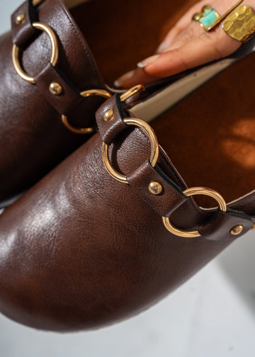 Classic Ring-Detail Clogs-BROWN