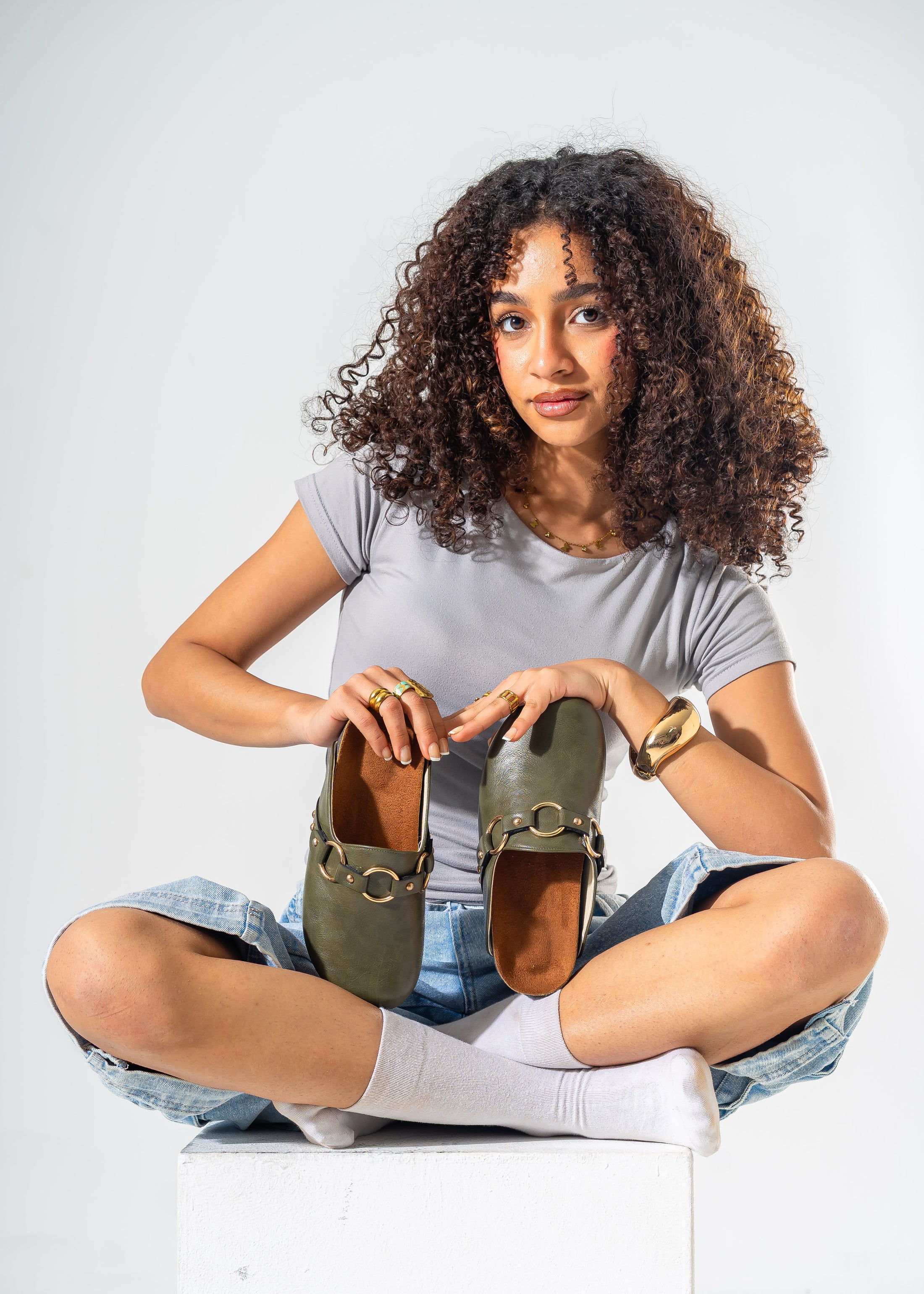 Classic Ring-Detail Clogs-OLIVE