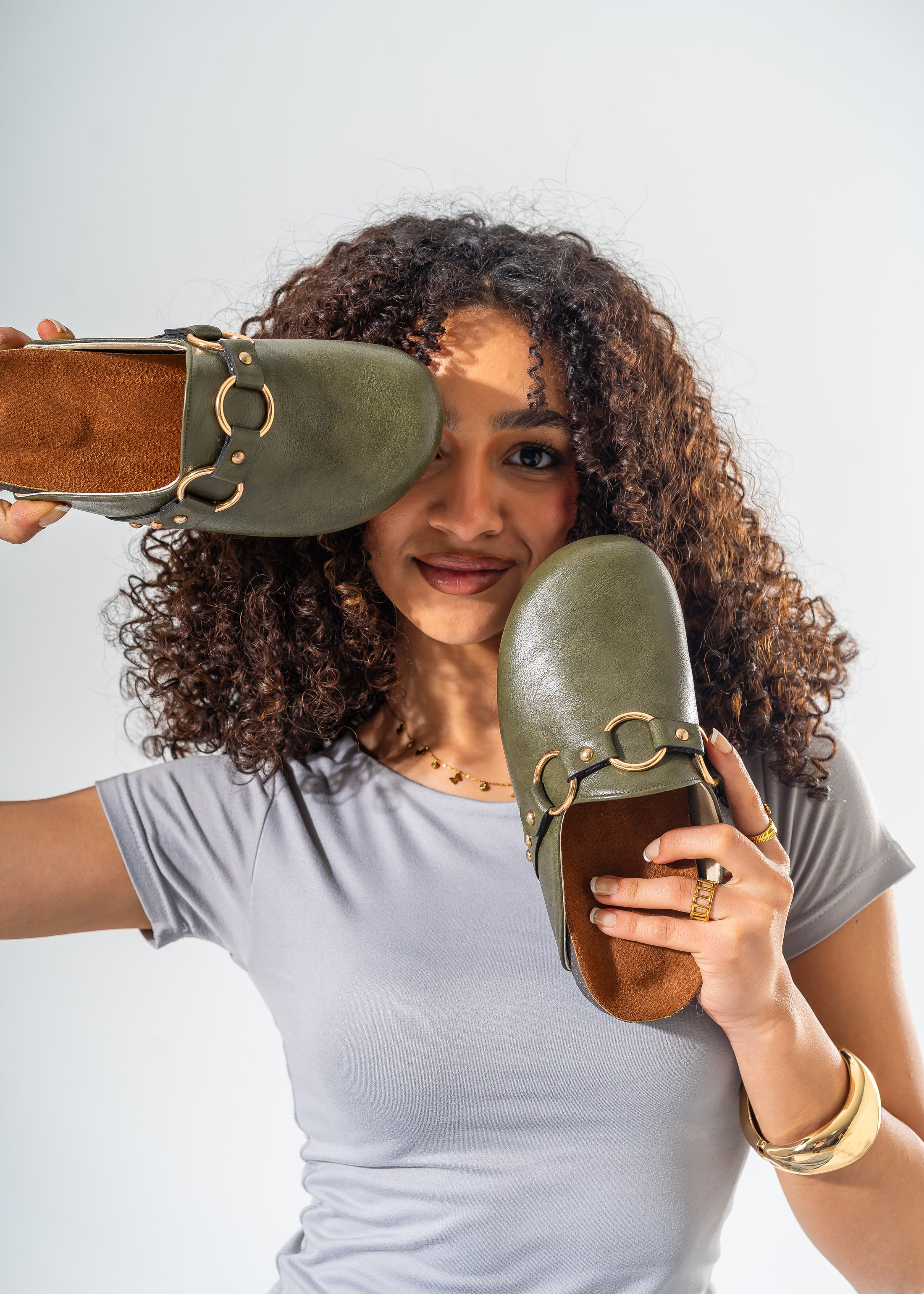 Classic Ring-Detail Clogs-OLIVE
