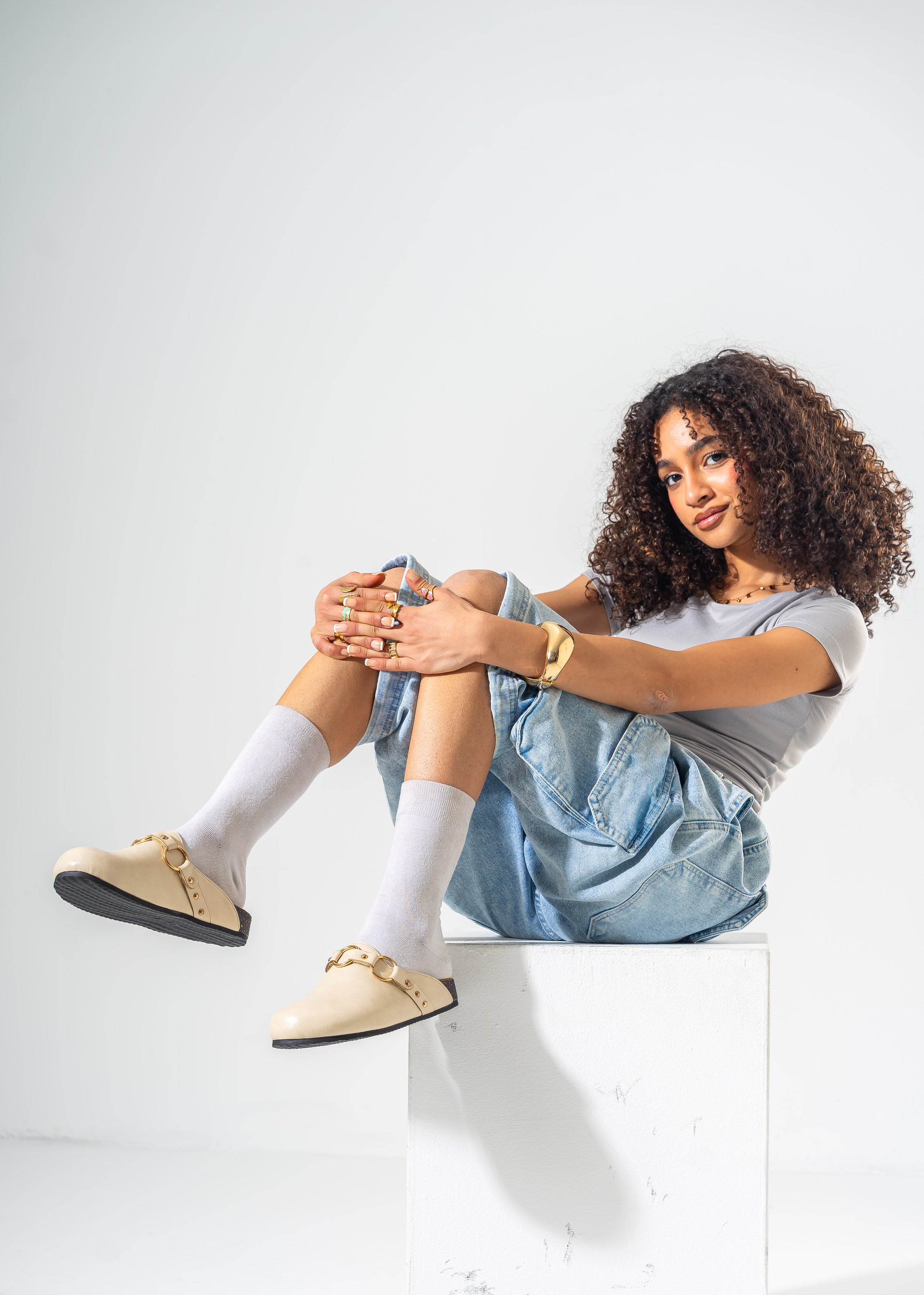Classic Ring-Detail Clogs-BEIGE