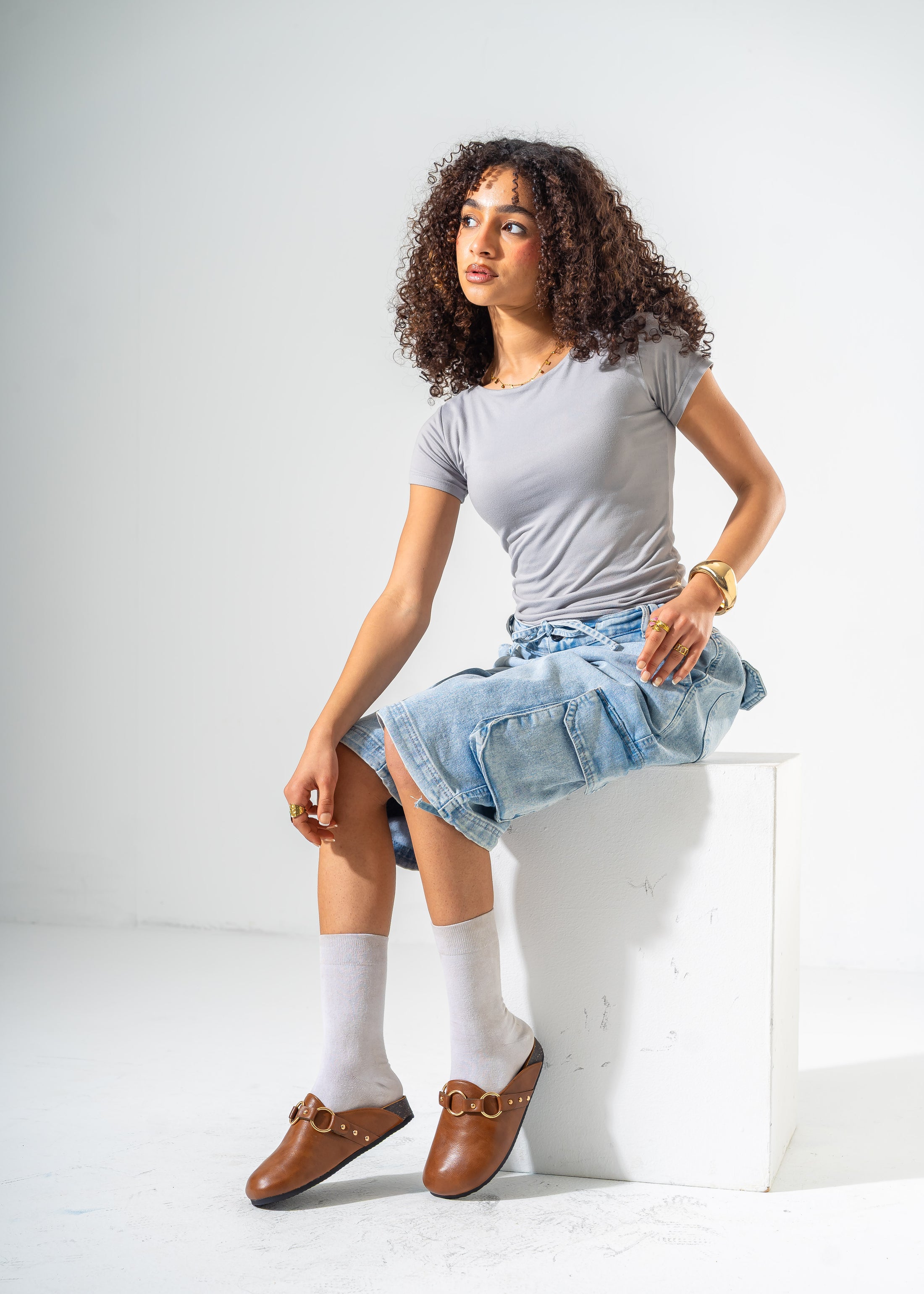 Classic Ring-Detail Clogs-CAMEL
