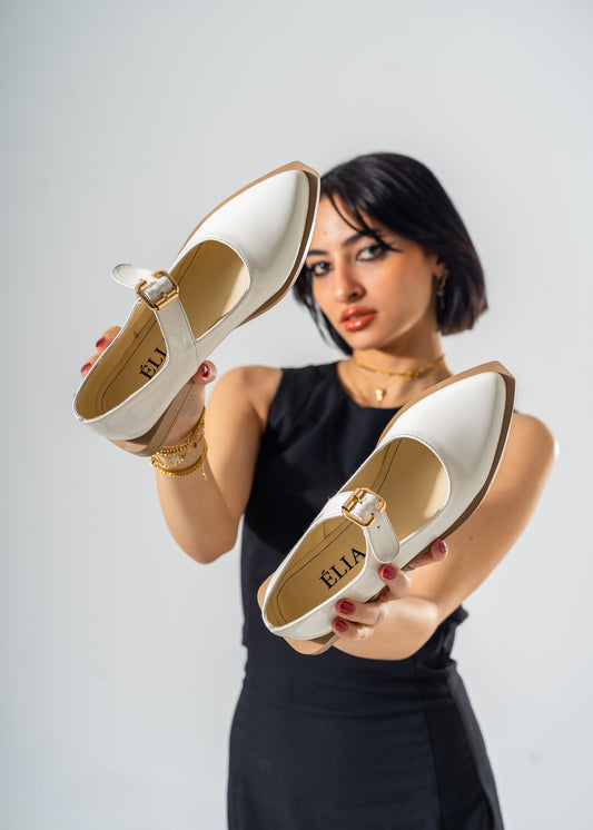The Edge Point Mary Janes-OFF WHITE