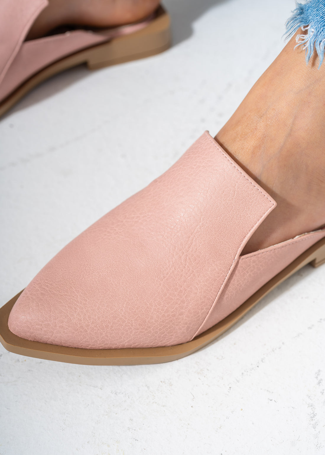 Architectural Cut-Out Pointed Toe Mules-PINK