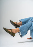 Load image into Gallery viewer, Pointed Toe T-Strap Flats-OLIVE
