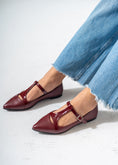 Load image into Gallery viewer, Pointed-Toe T-Strap Mary Jane Flats-MAROON

