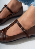Load image into Gallery viewer, Pointed-Toe T-Strap Mary Jane Flats-BROWN

