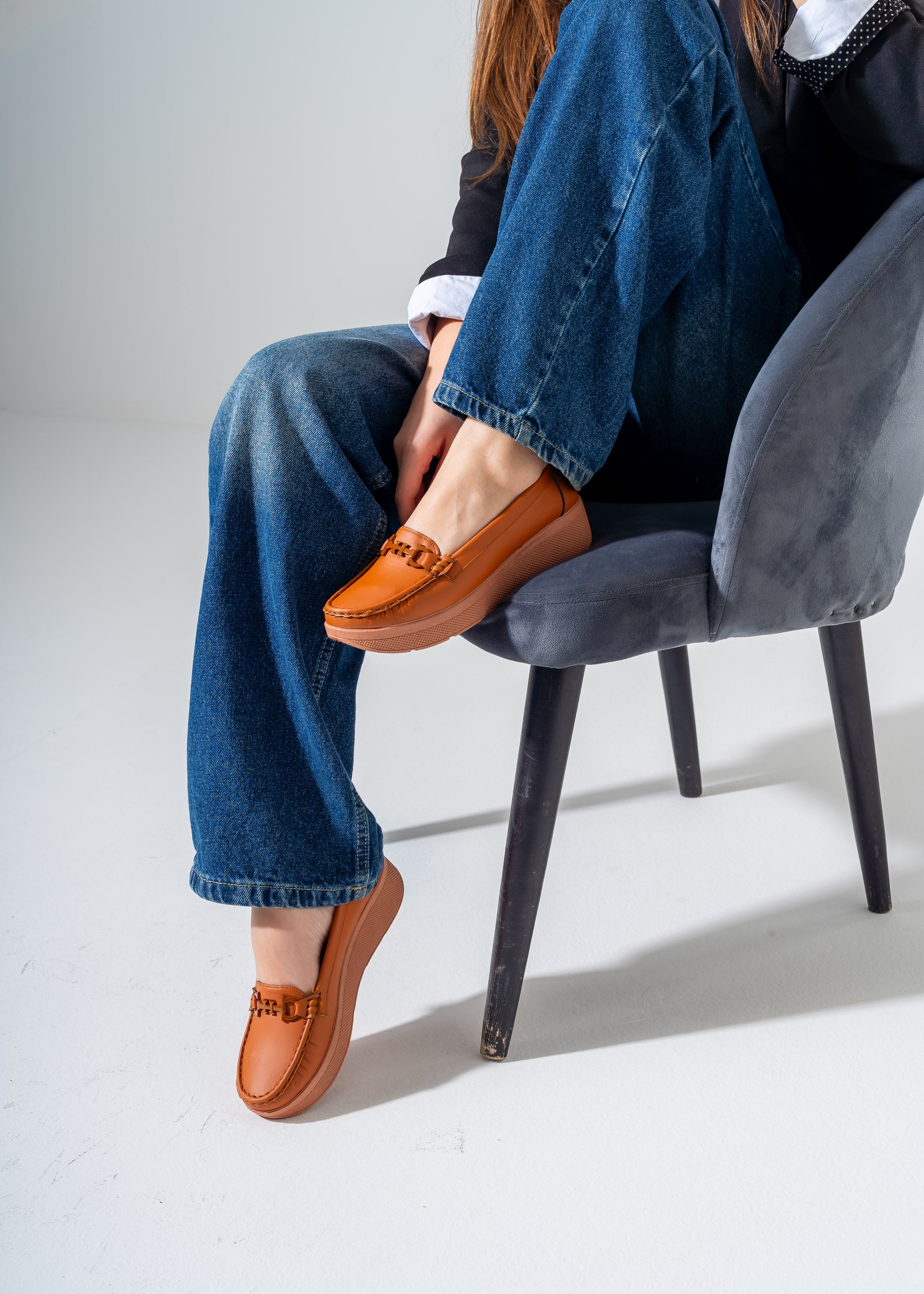 Elevated Wedge Loafer -camel