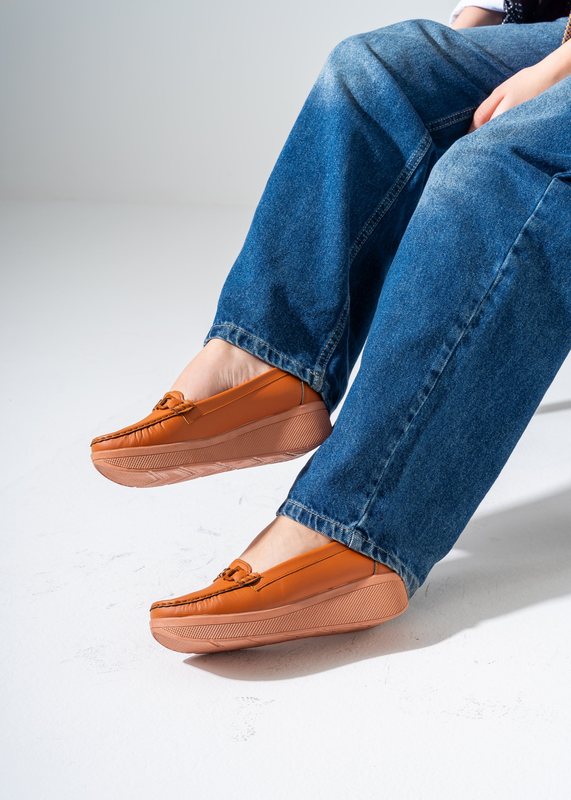 Elevated Wedge Loafer -camel
