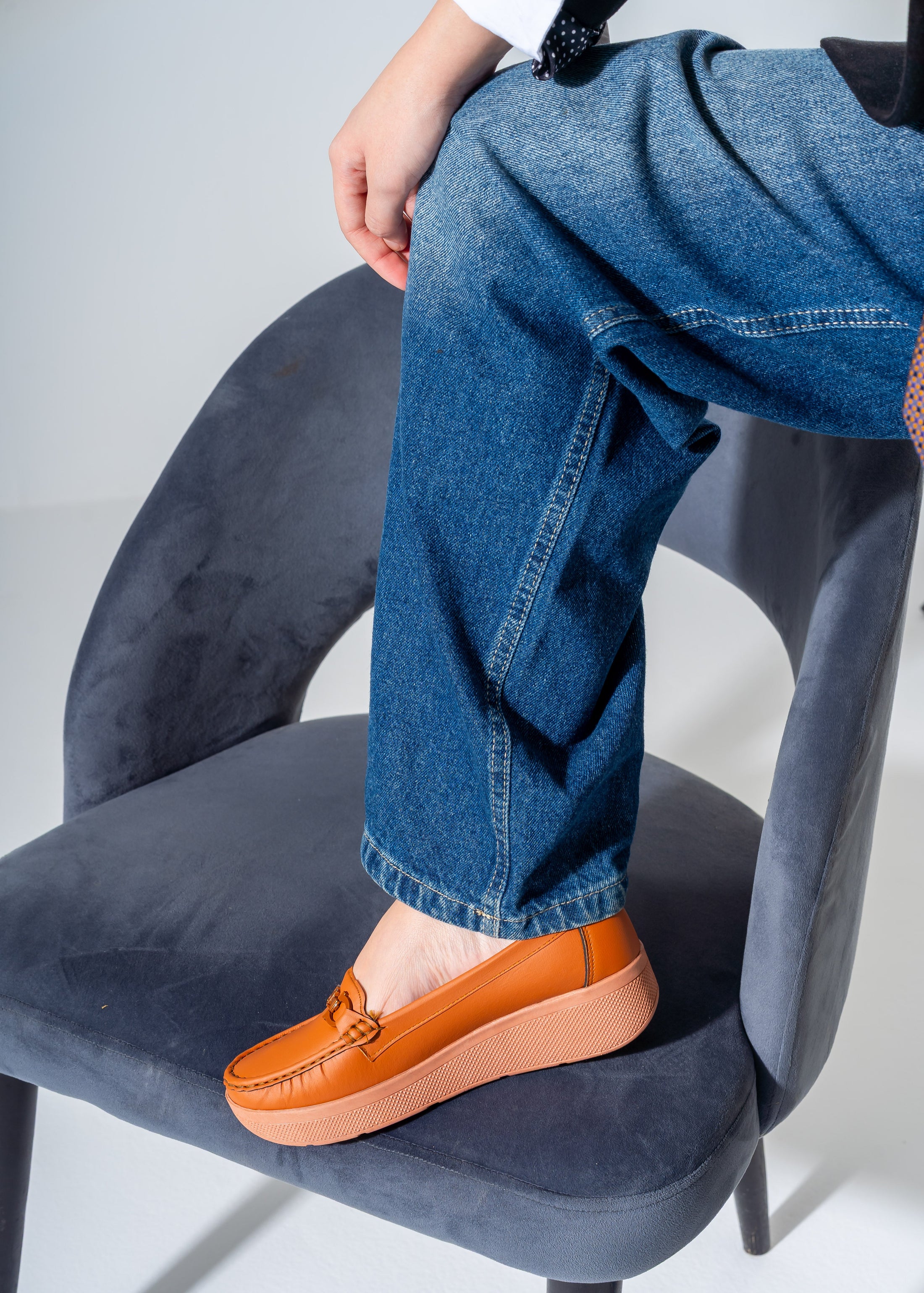 Elevated Wedge Loafer -camel