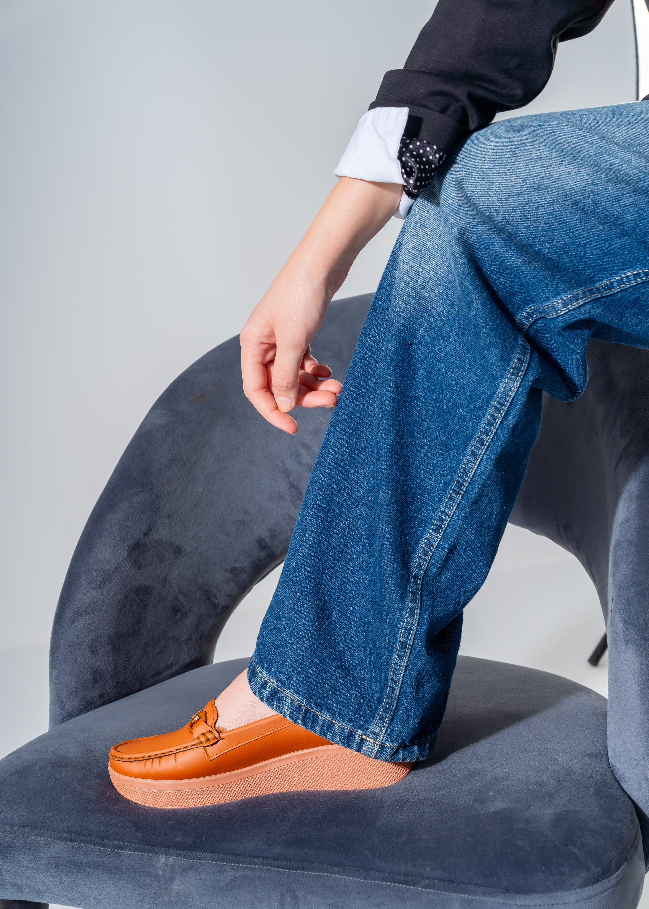 Elevated Wedge Loafer -camel