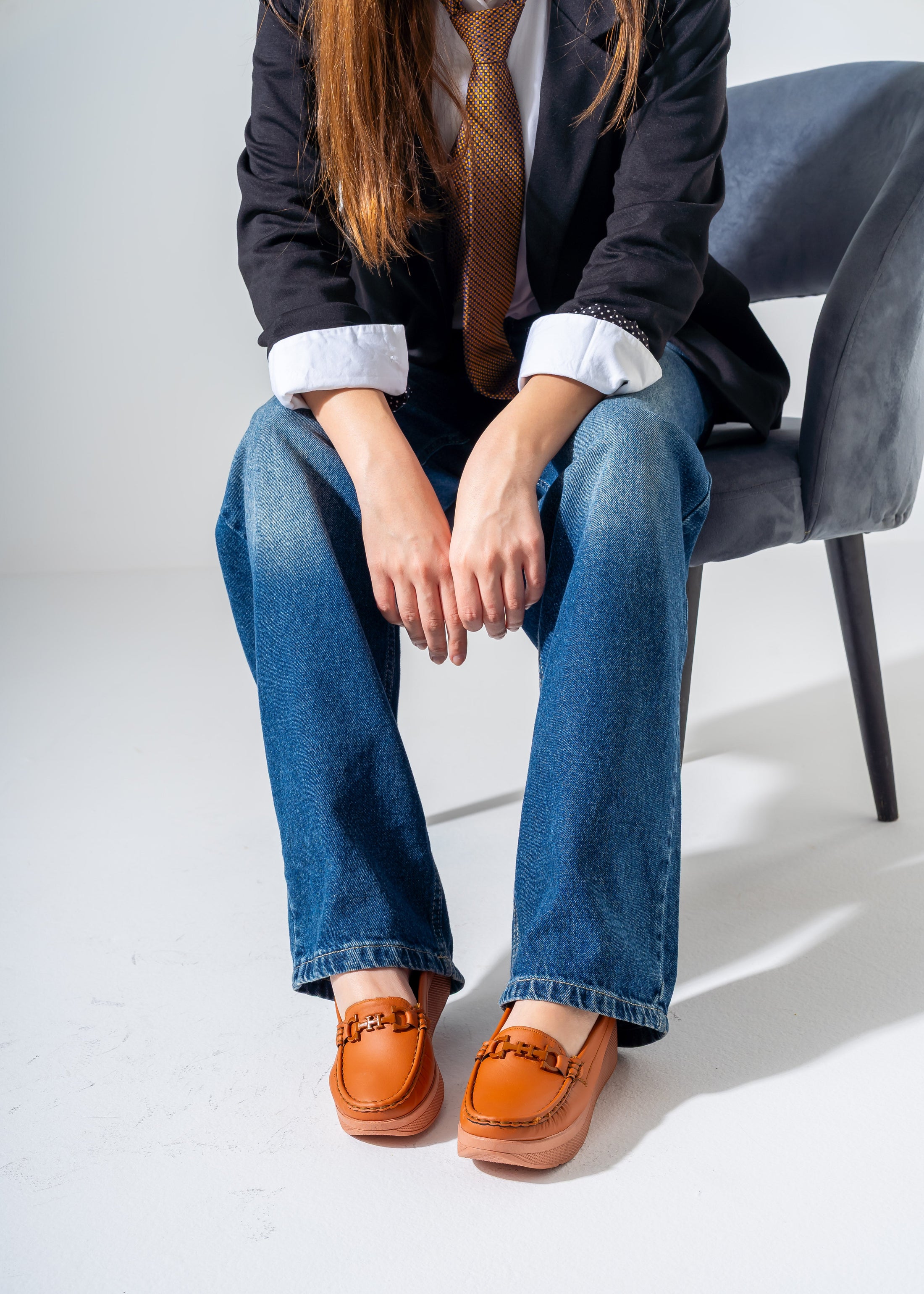 Elevated Wedge Loafer -camel