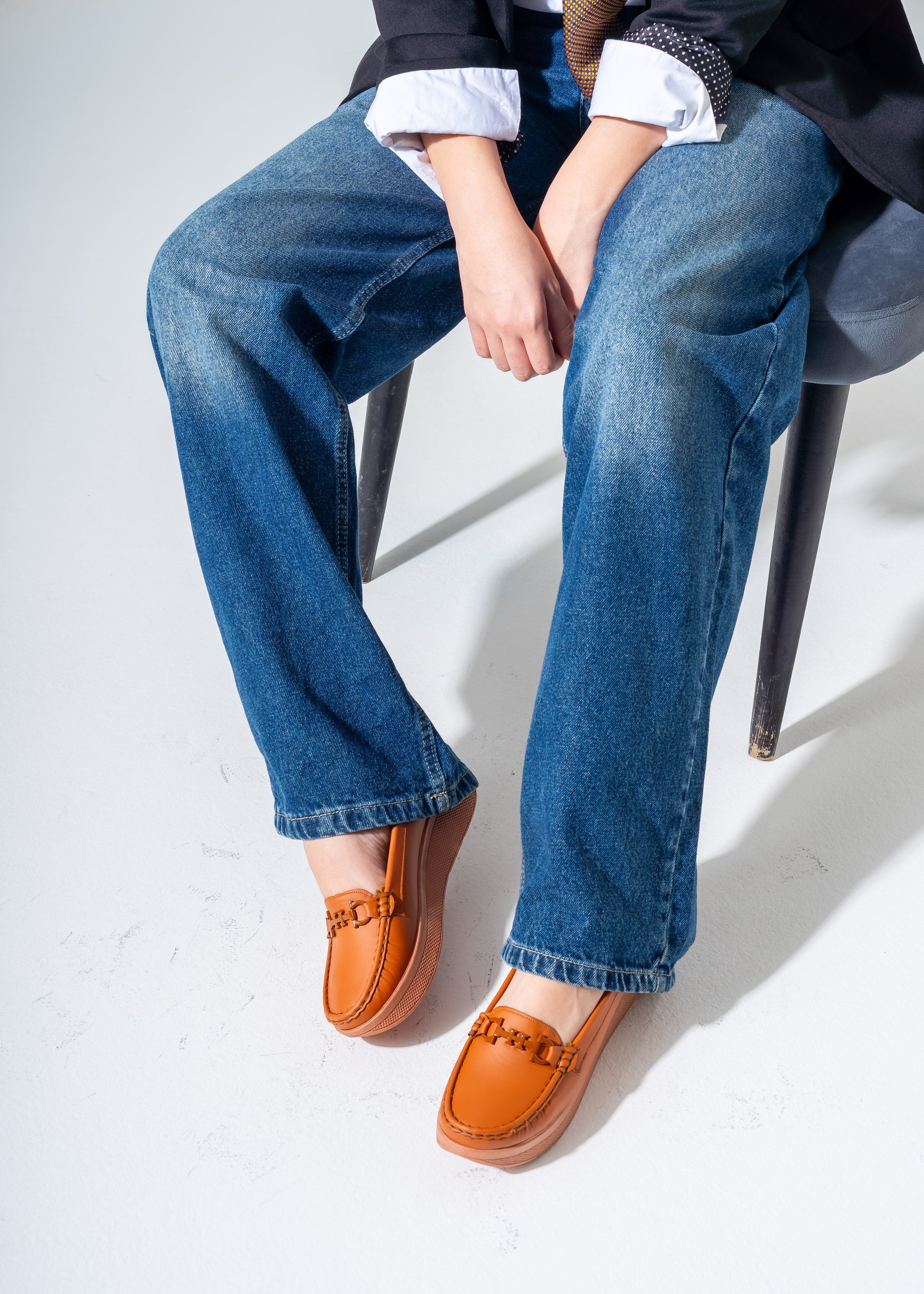 Elevated Wedge Loafer -camel