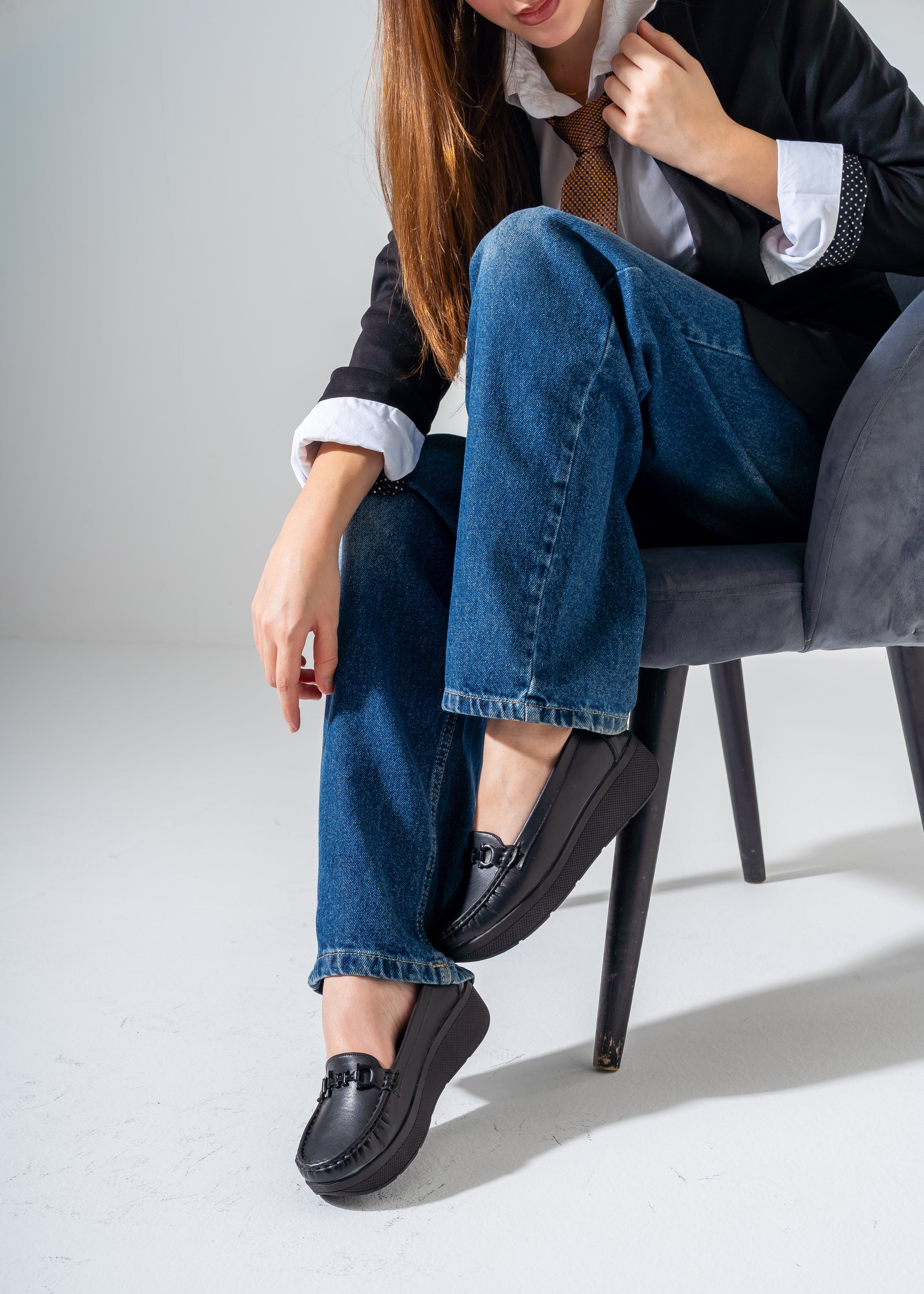 Elevated Wedge Loafer -black