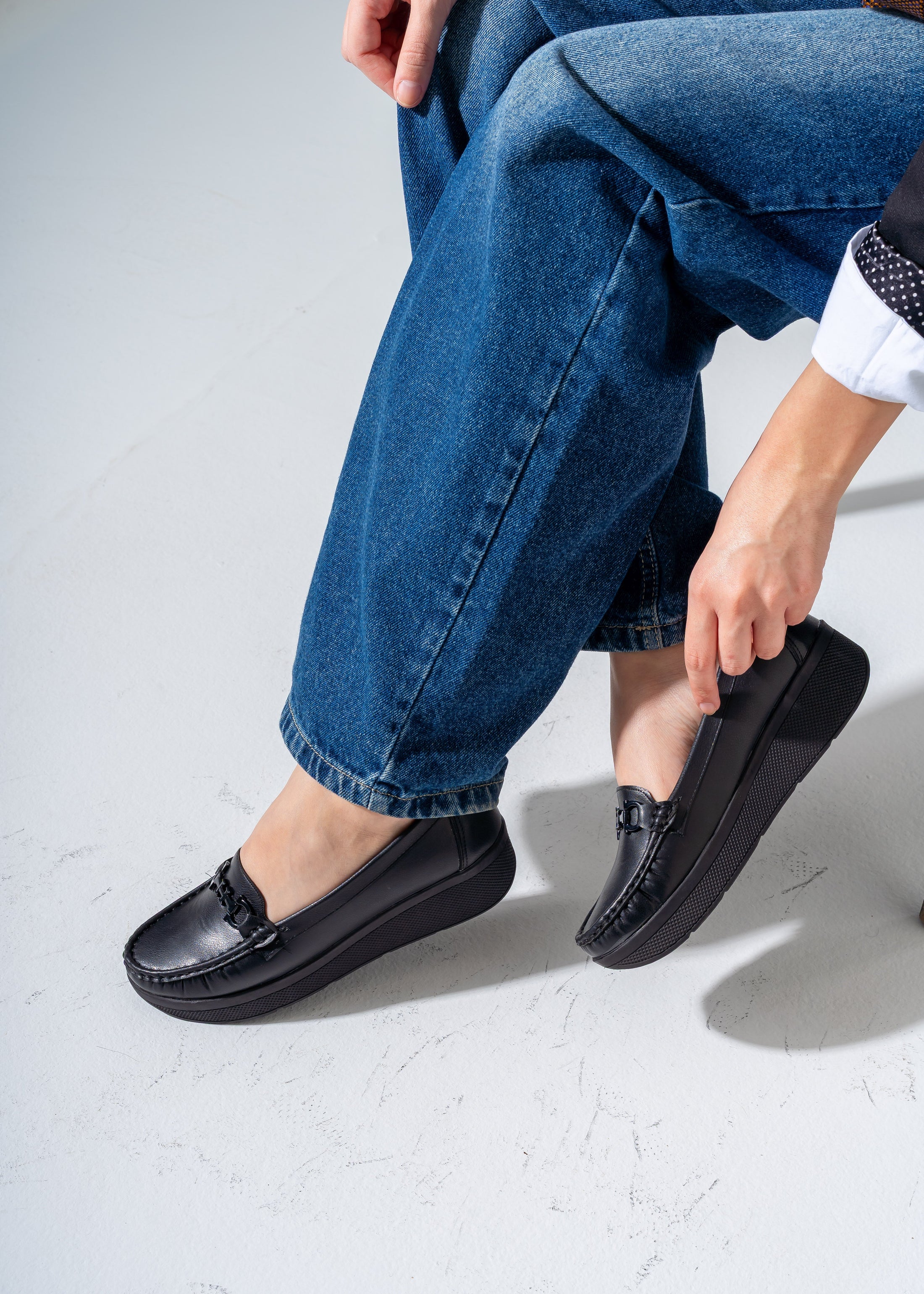 Elevated Wedge Loafer -black