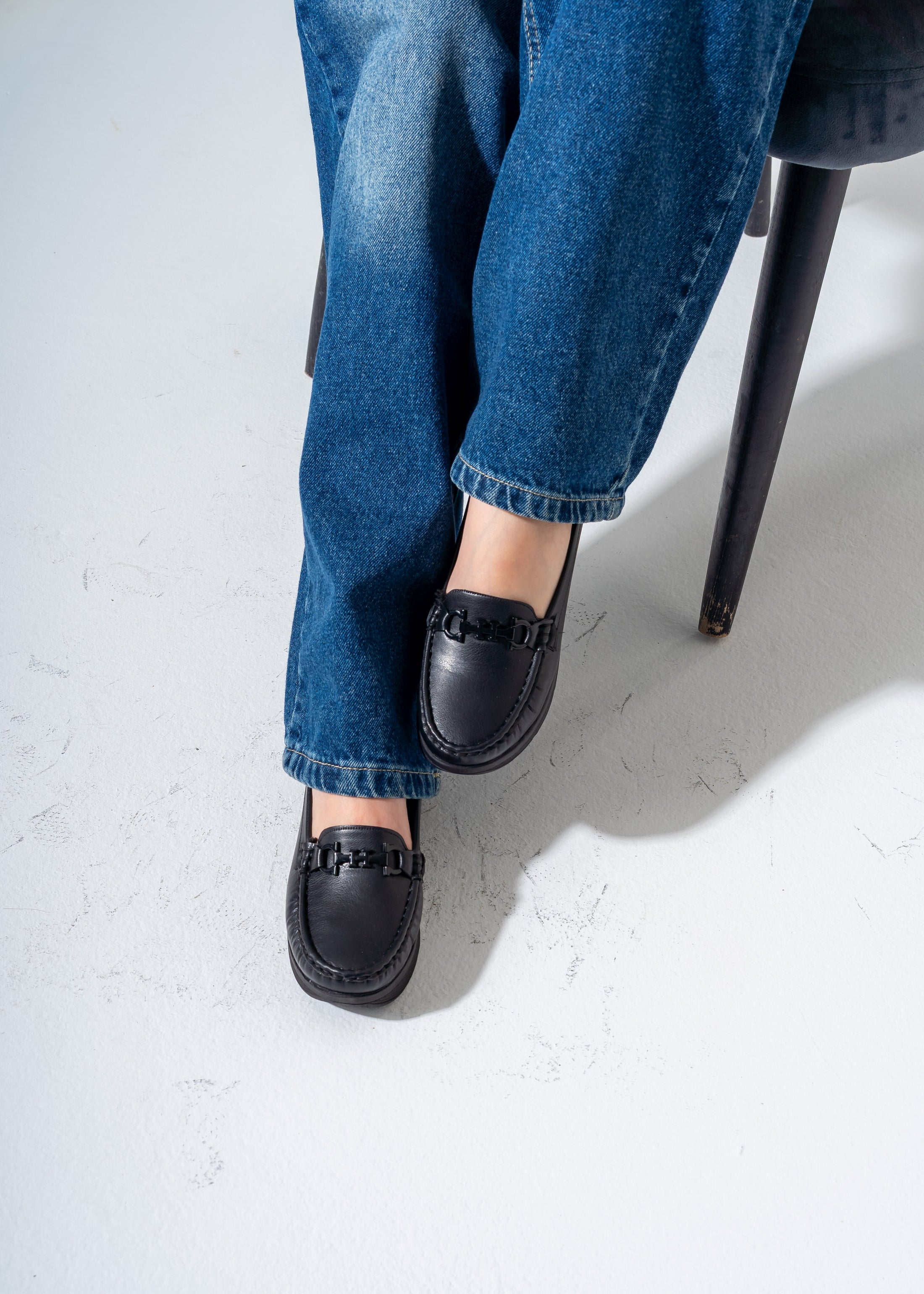 Elevated Wedge Loafer -black