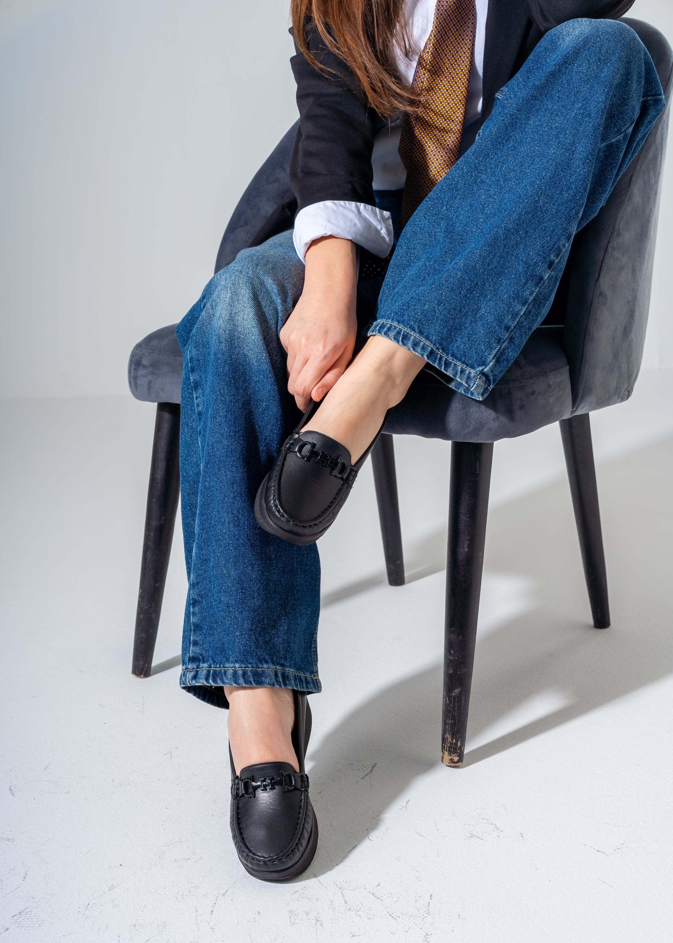 Elevated Wedge Loafer -black