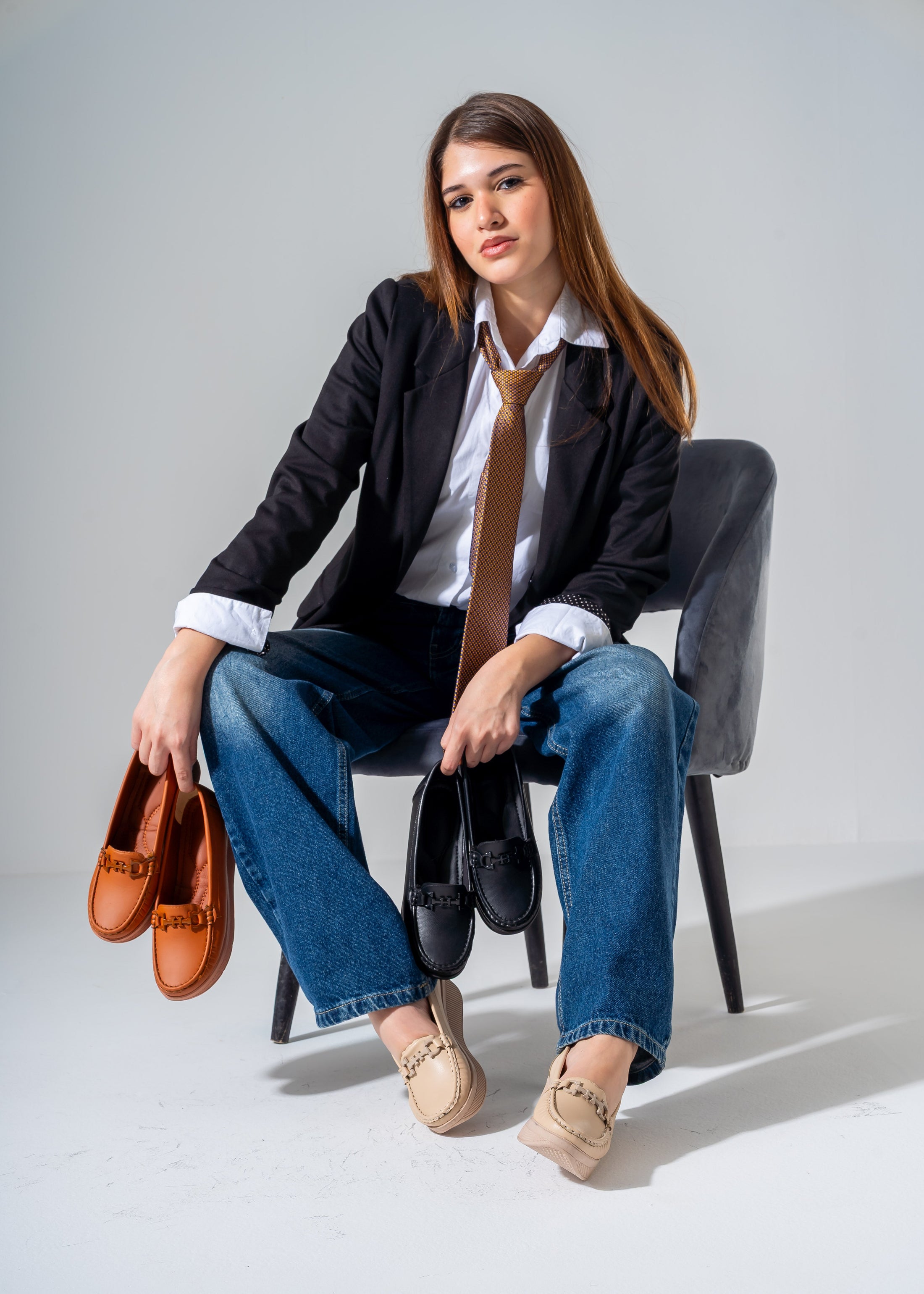 Elevated Wedge Loafer -black