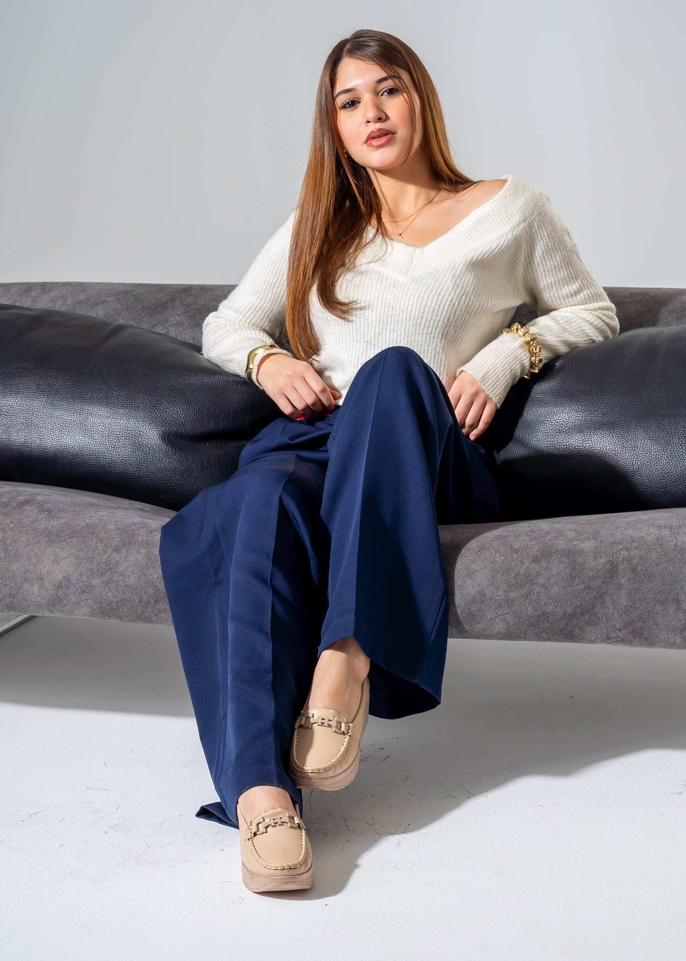 Elevated Wedge Loafer -beige