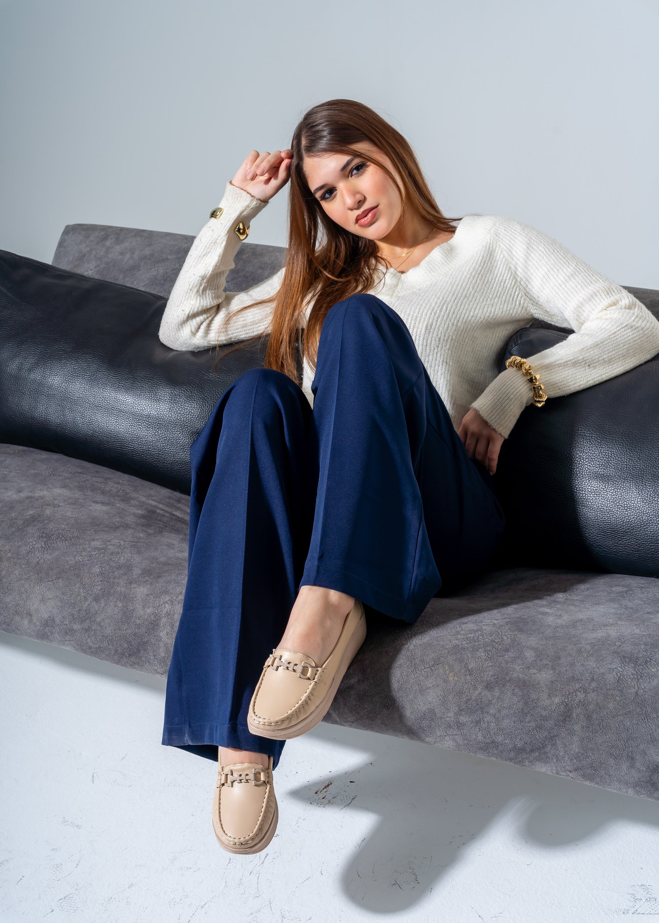 Elevated Wedge Loafer -beige