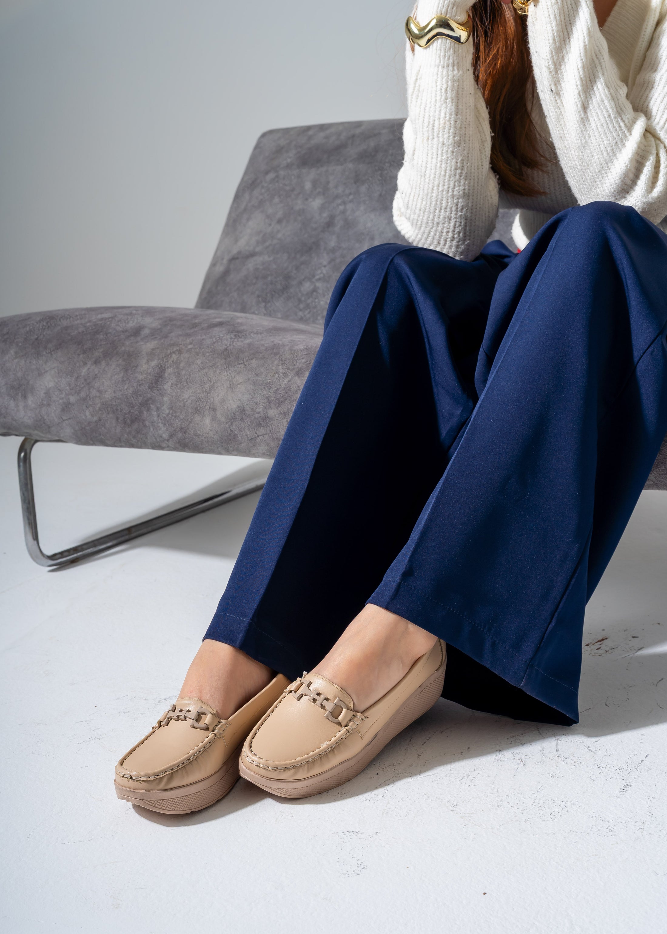 Elevated Wedge Loafer -beige