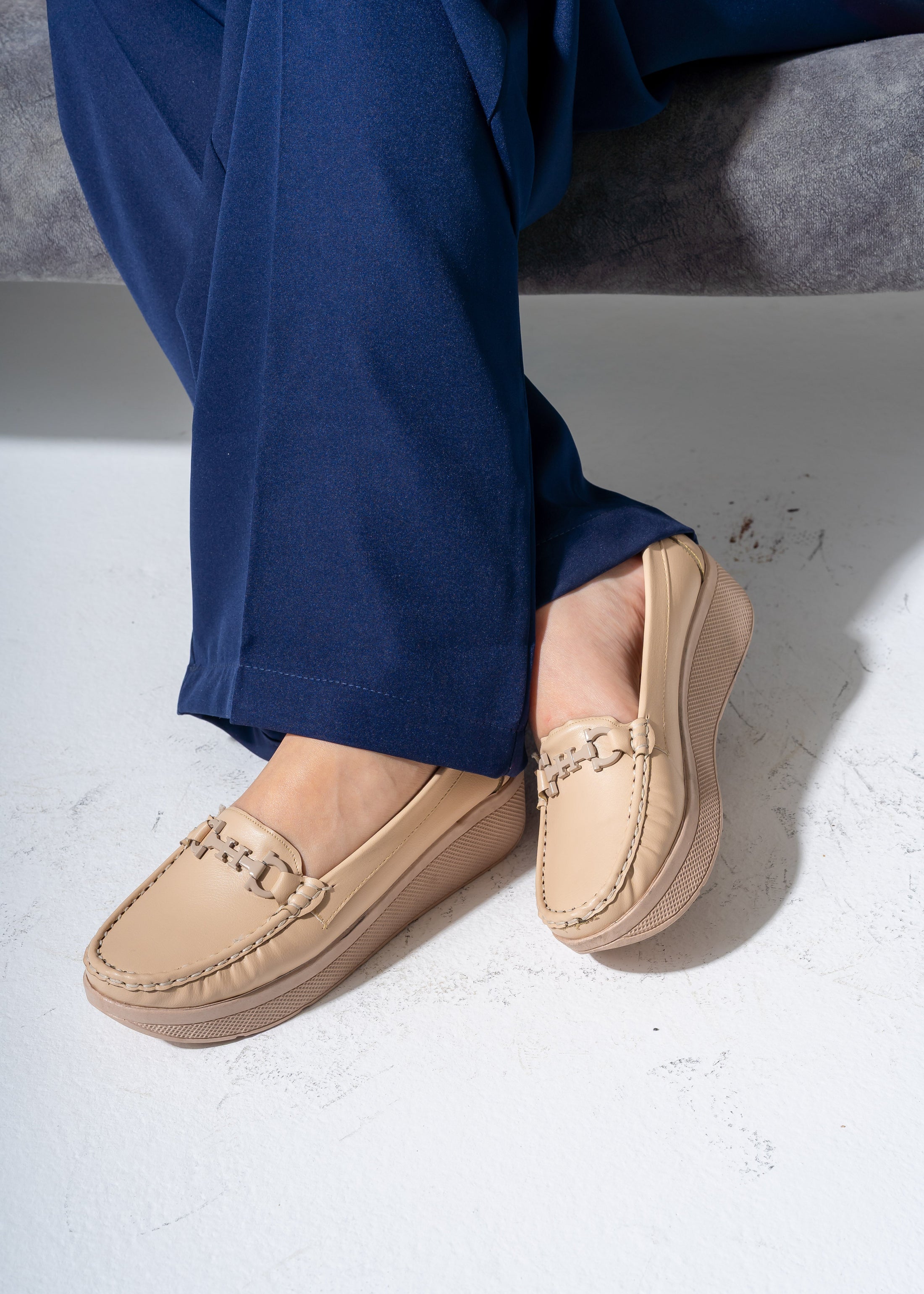 Elevated Wedge Loafer -beige