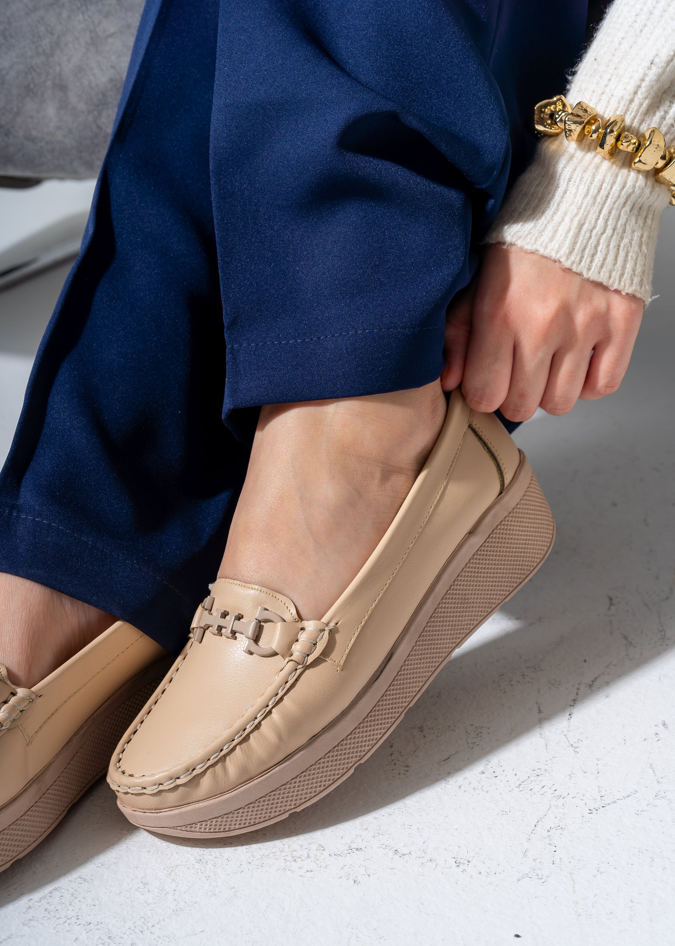 Elevated Wedge Loafer -beige