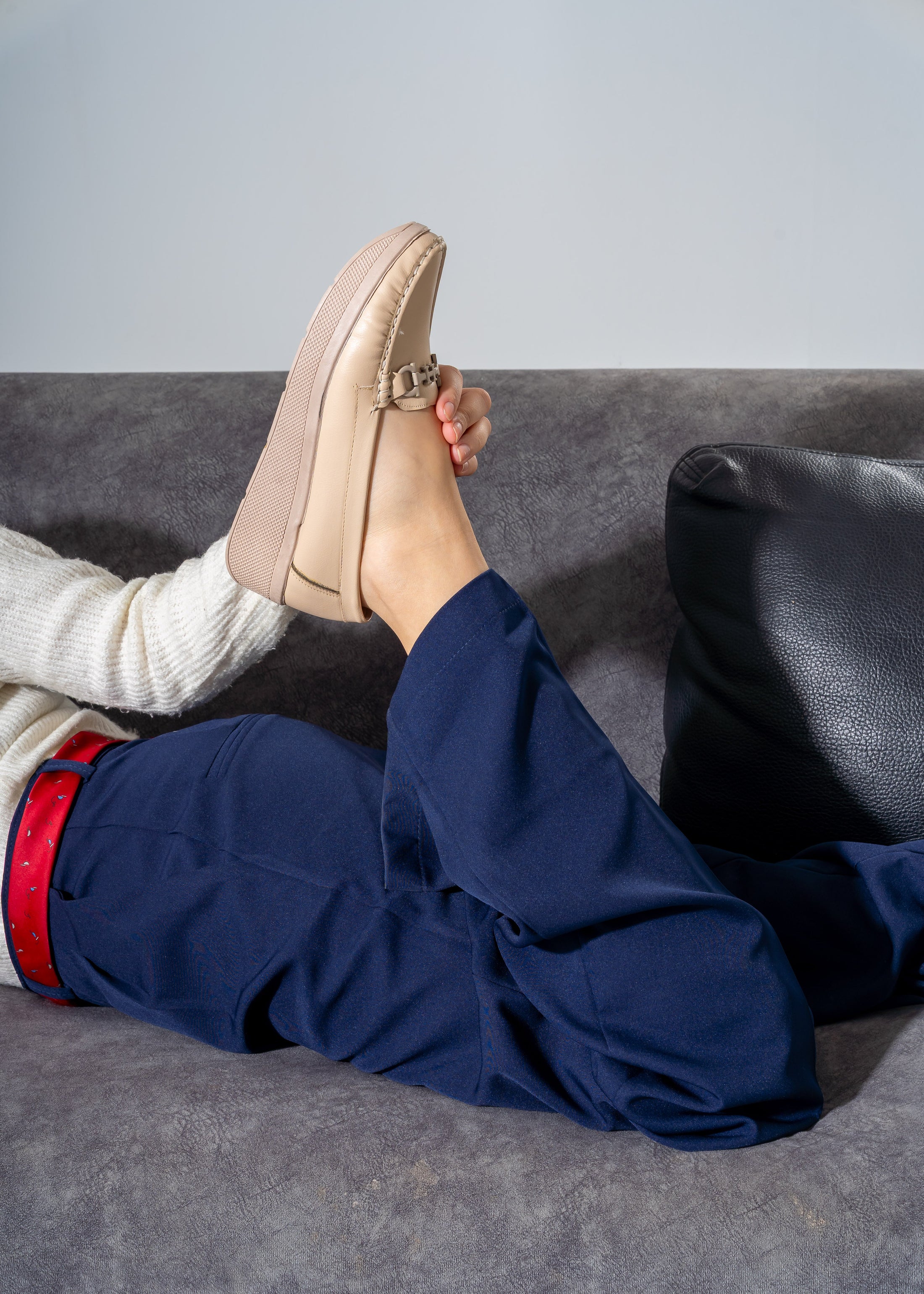 Elevated Wedge Loafer -beige
