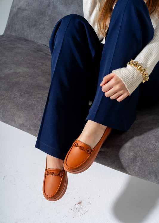 Chunky Sole Penny Flat -camel