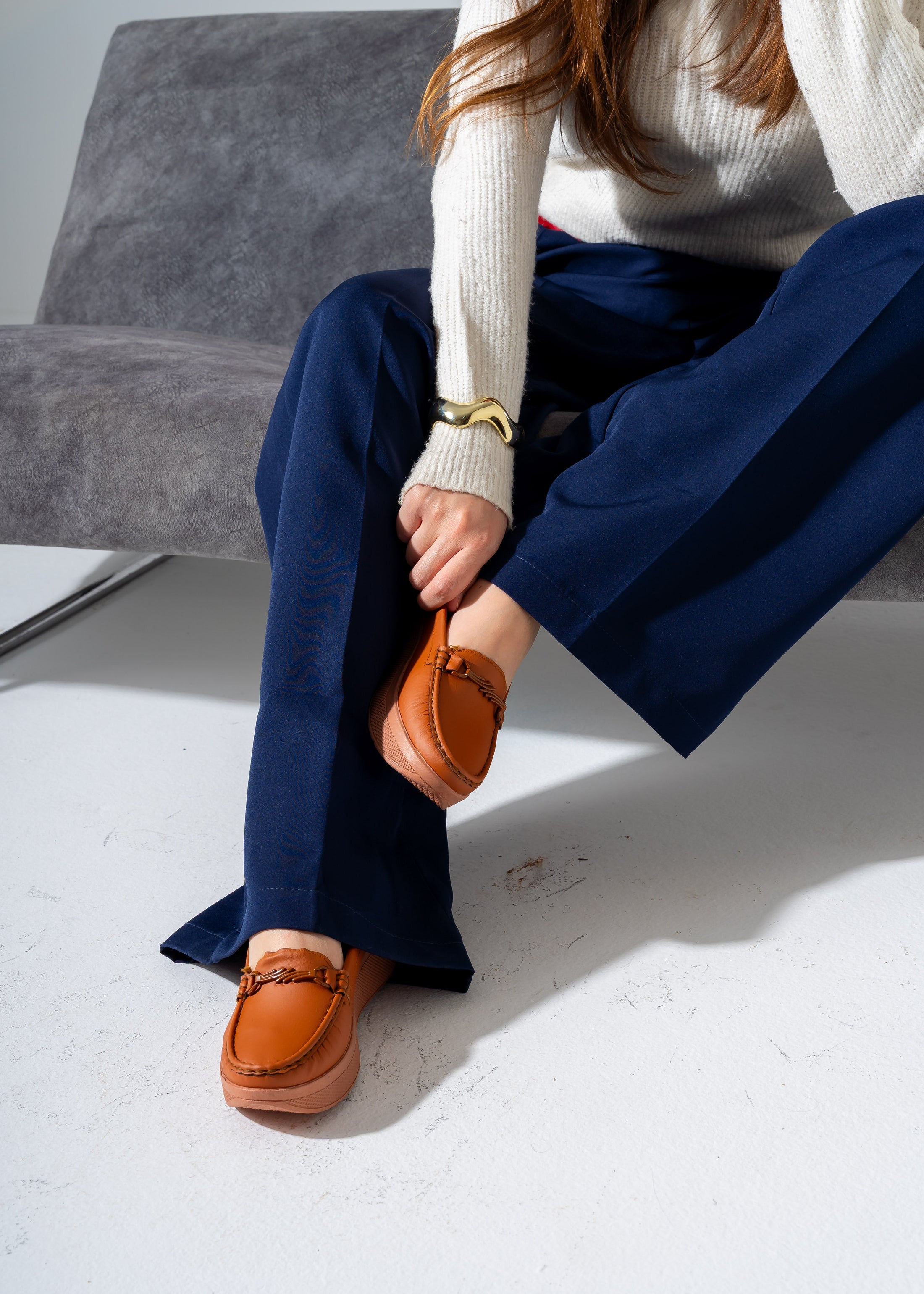 Chunky Sole Penny Flat -camel