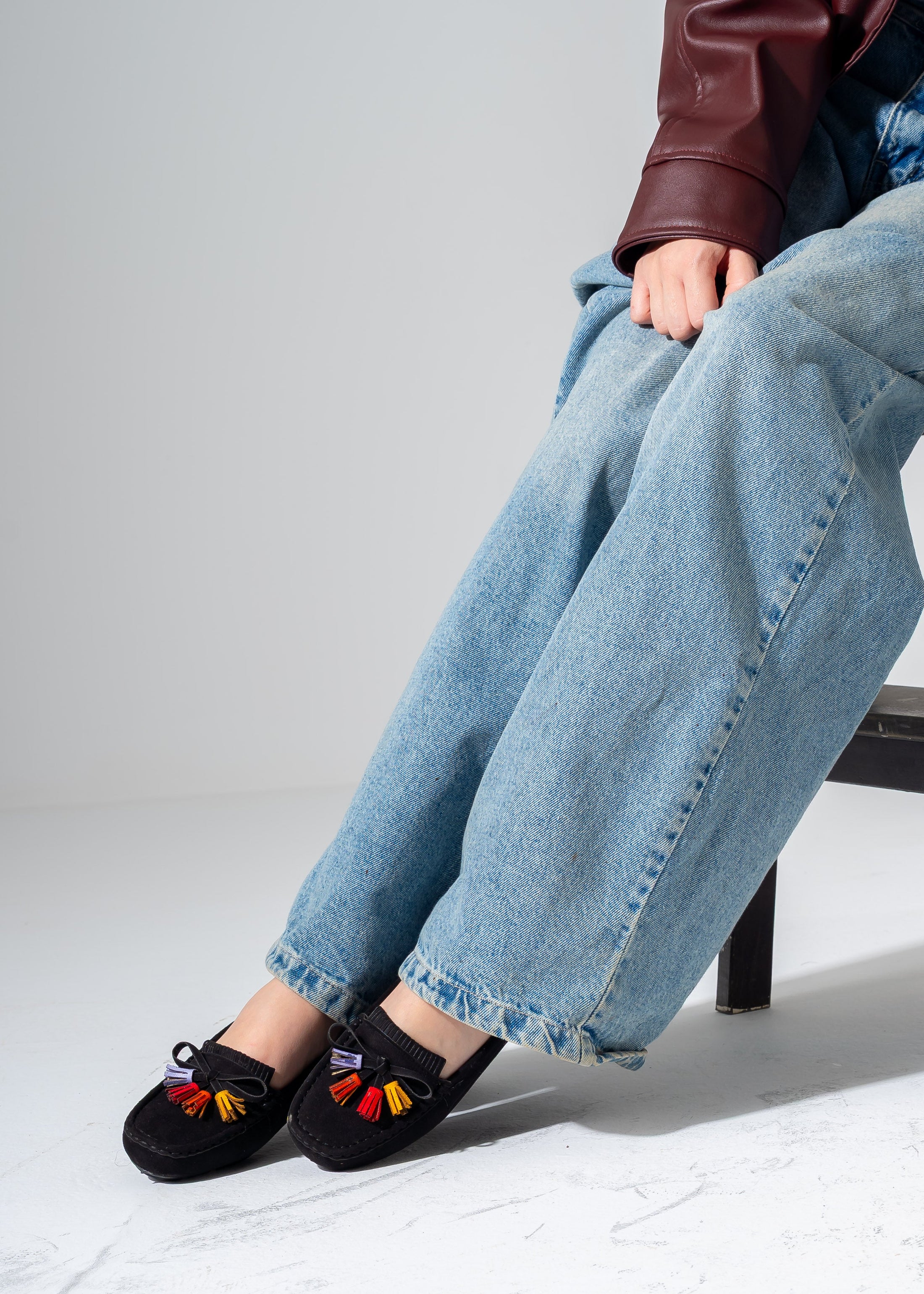 Tassel Suede Flat -black