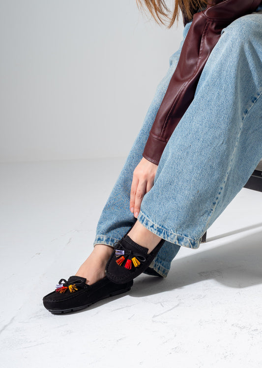 Tassel Suede Flat -black