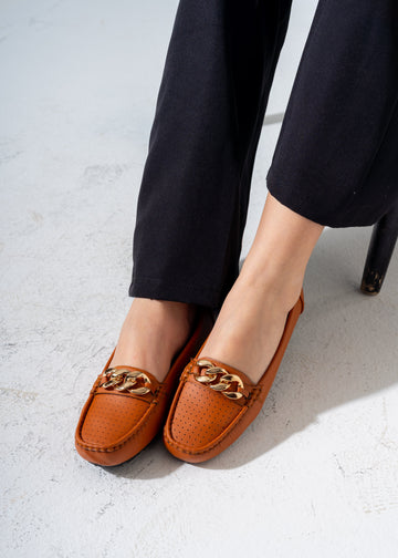 Metal Chain Flats -camel