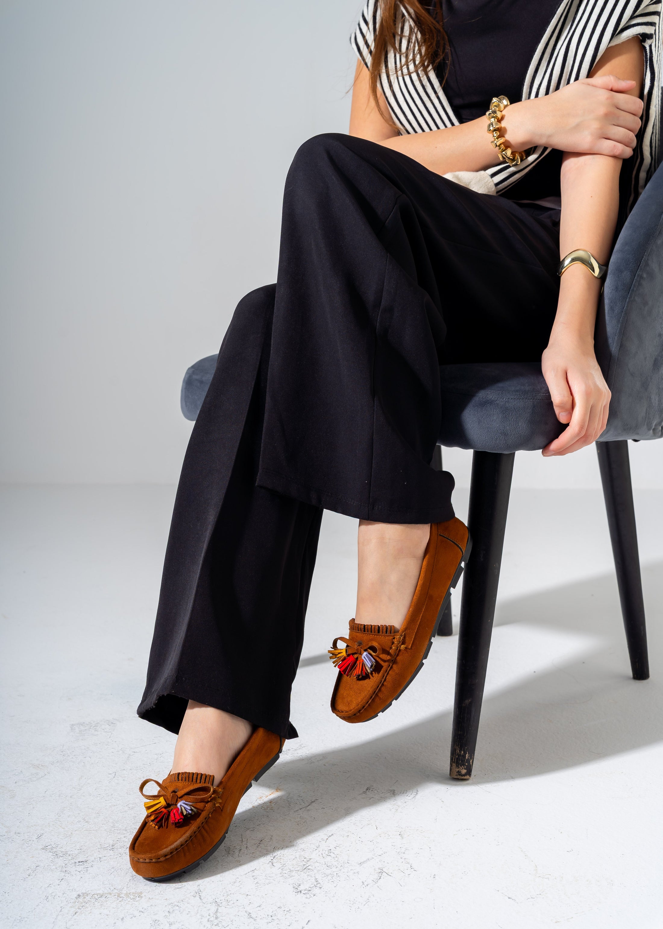Tassel Suede Flat -camel