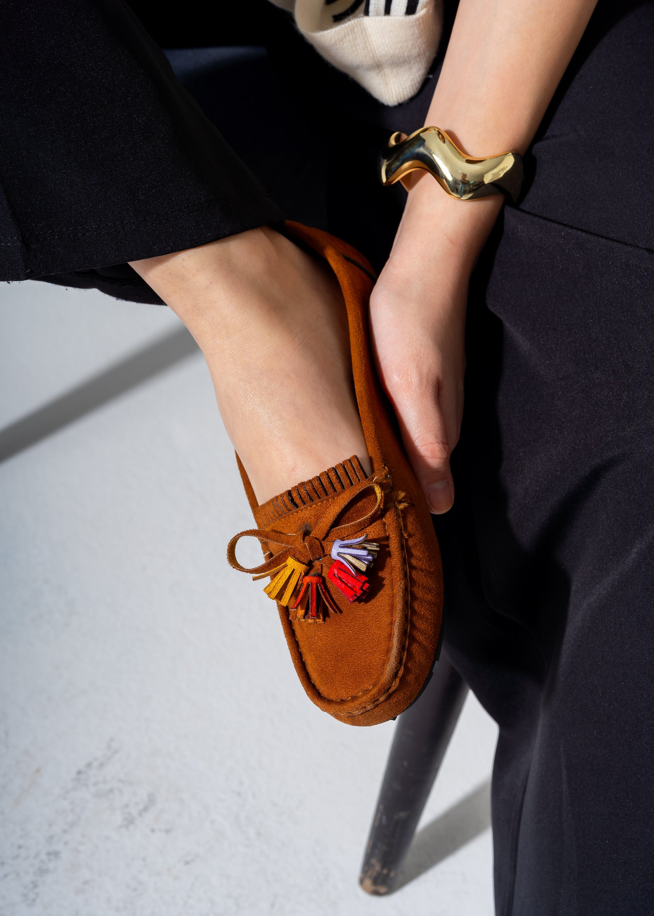 Tassel Suede Flat -camel