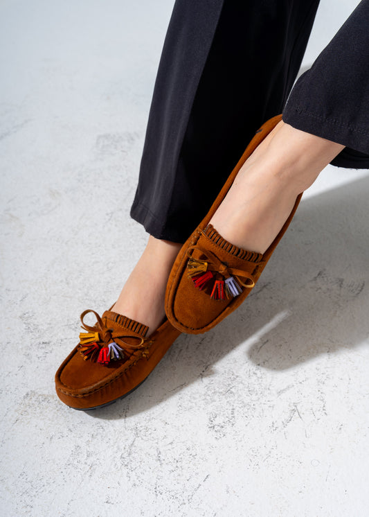 Tassel Suede Flat -camel