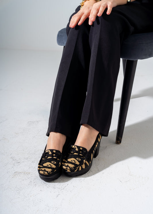 Retro Knit Heels -black