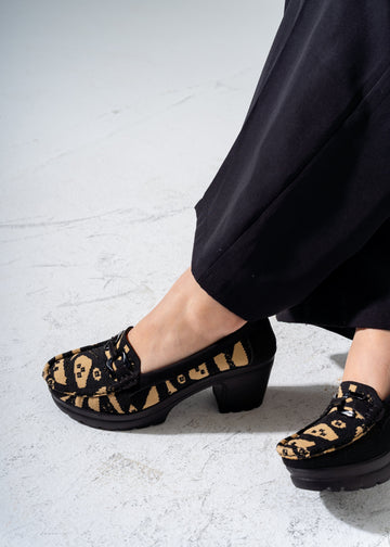 Retro Knit Heels -black