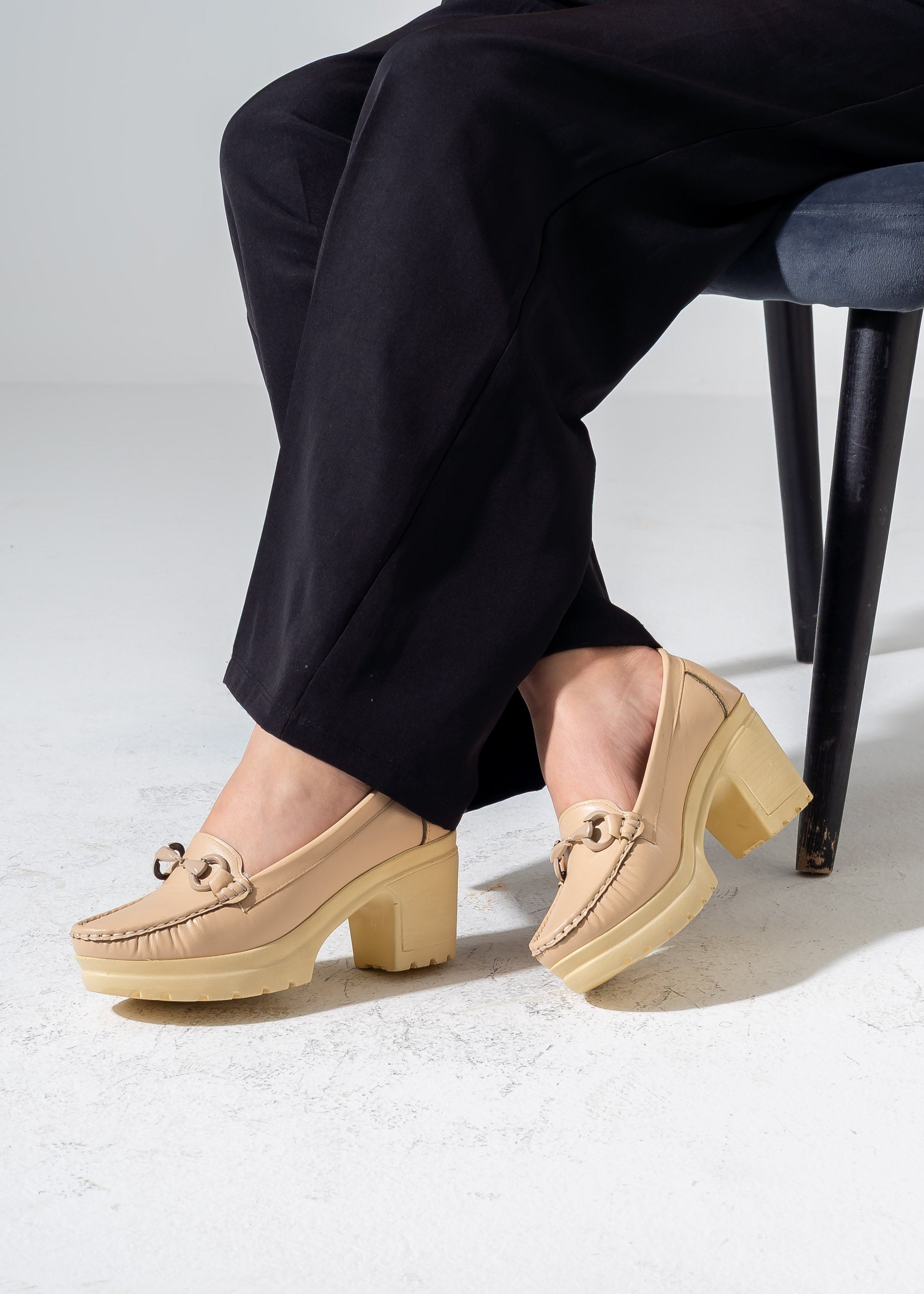 Platform Horsebit Heels -beige