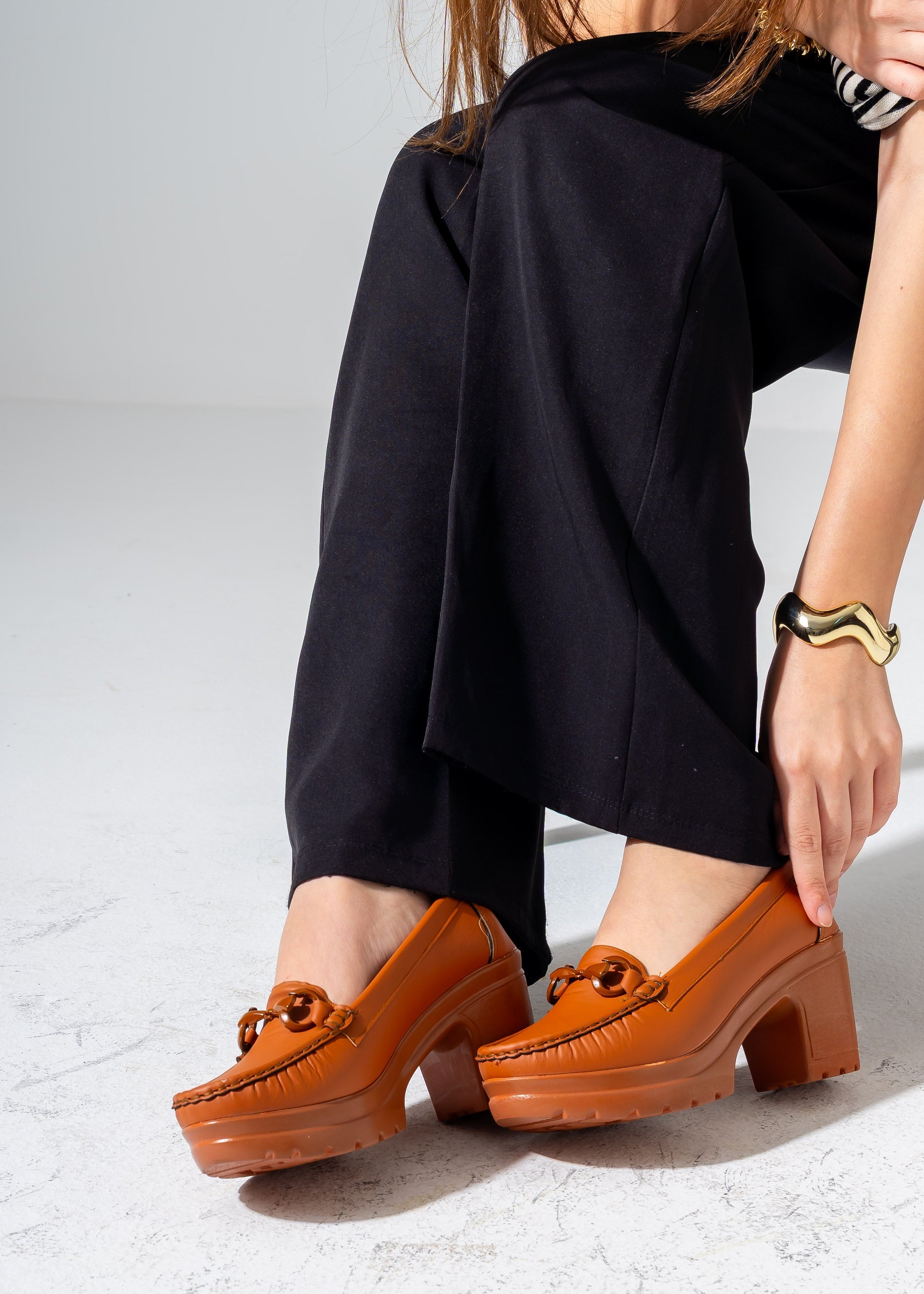 Platform Horsebit Heels -camel