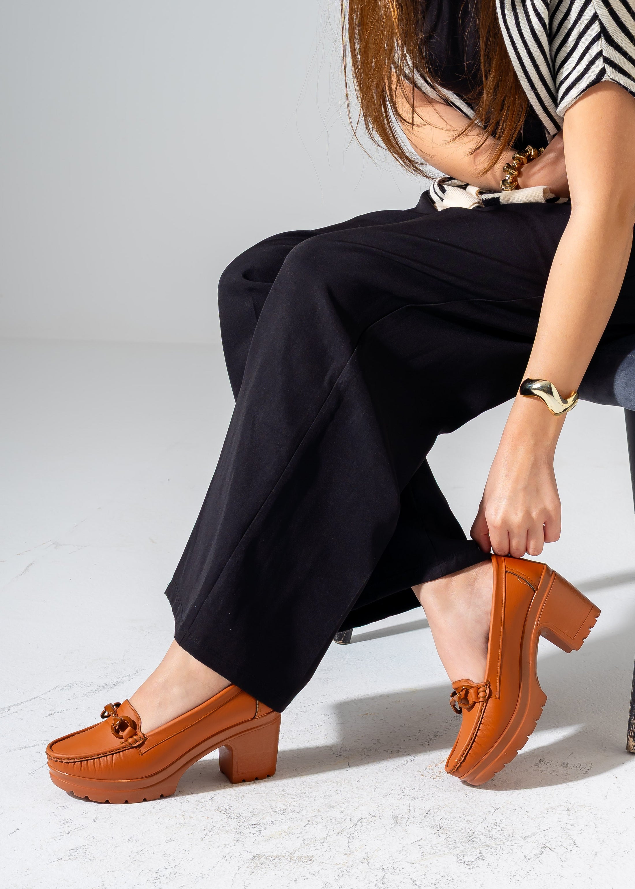 Platform Horsebit Heels -camel