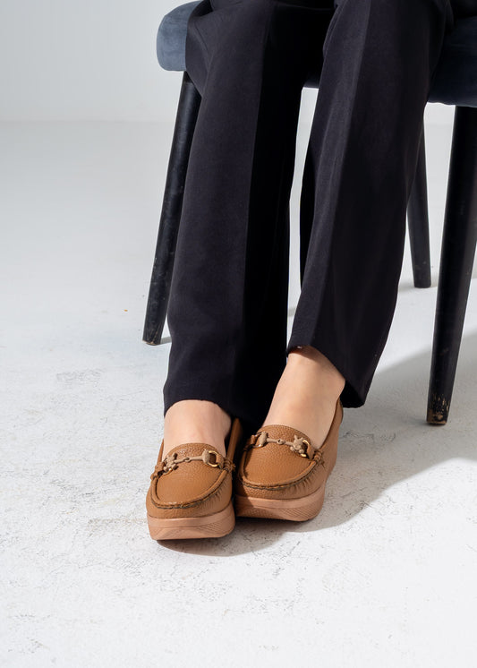 Buckle Comfort Wedges -camel