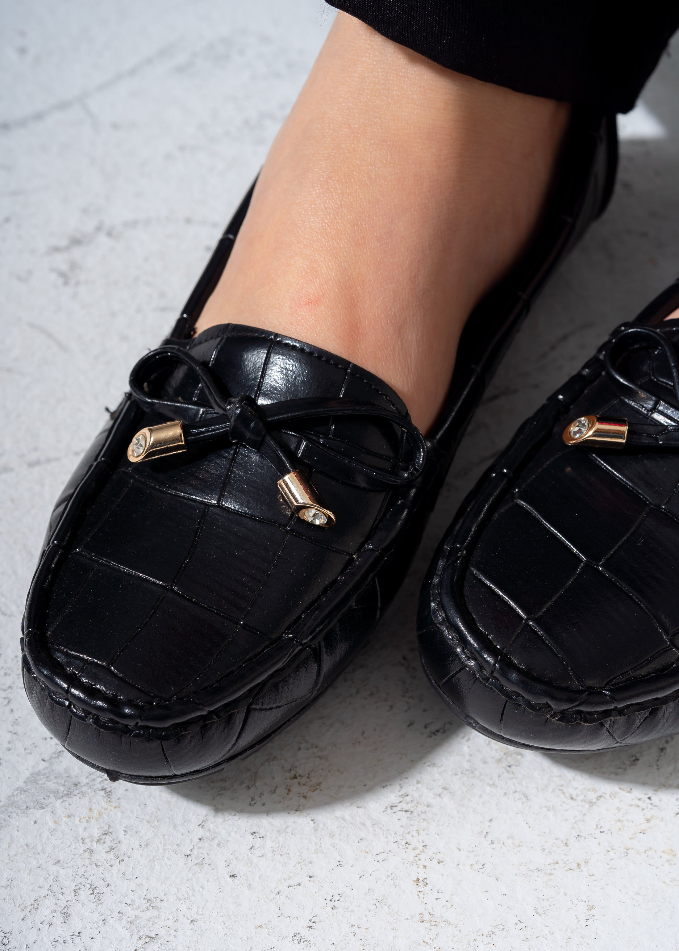 Textured Slip-Ons -black