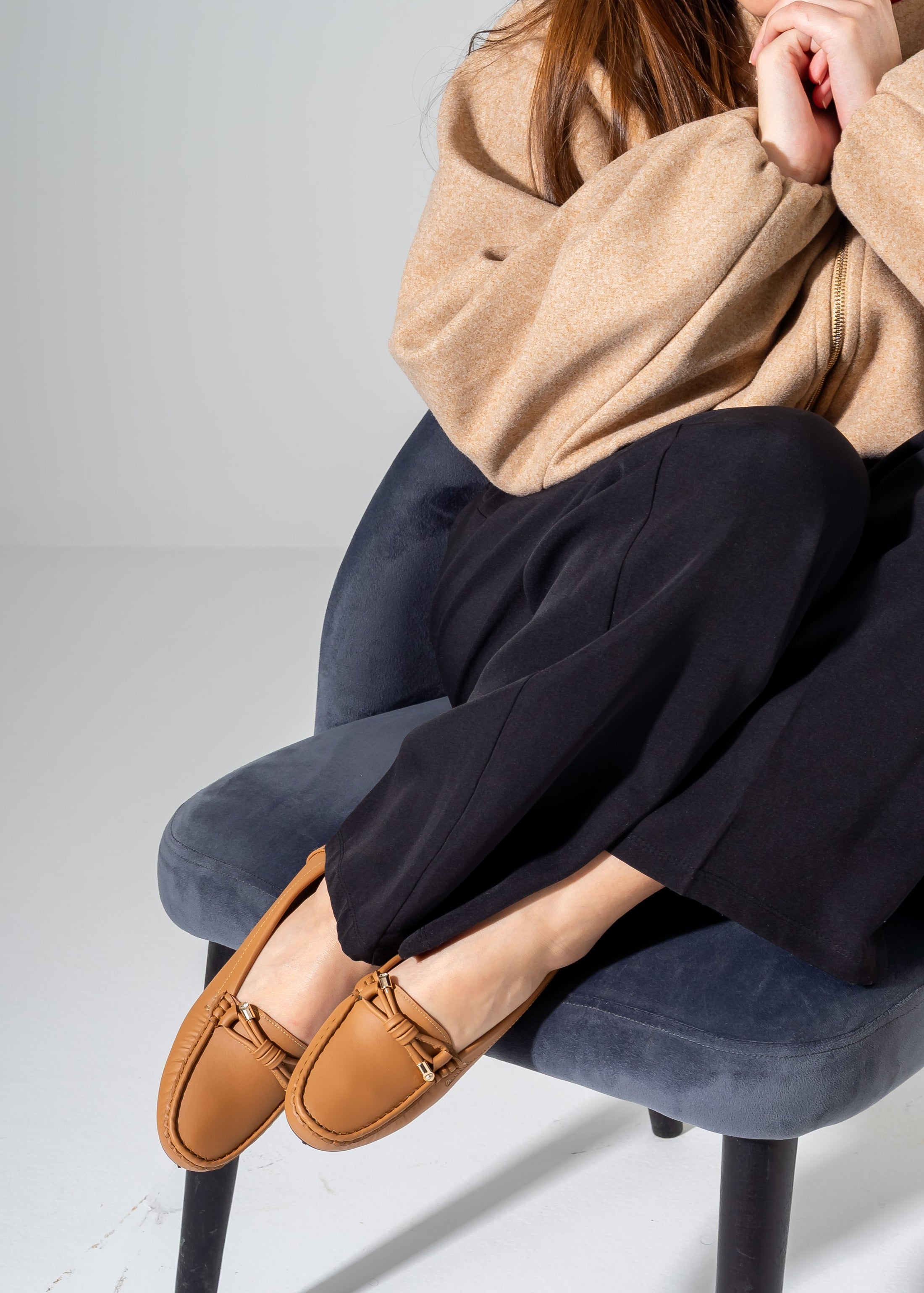 Bow Detail Flats -camel